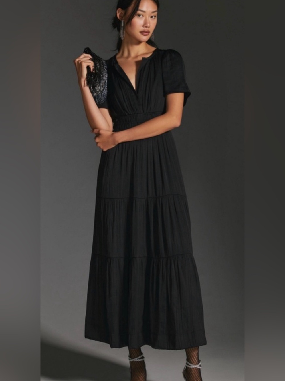 Anthropologie | Dresses | Anthropologie The Somerset Black Maxi Dress Satin Edition Small